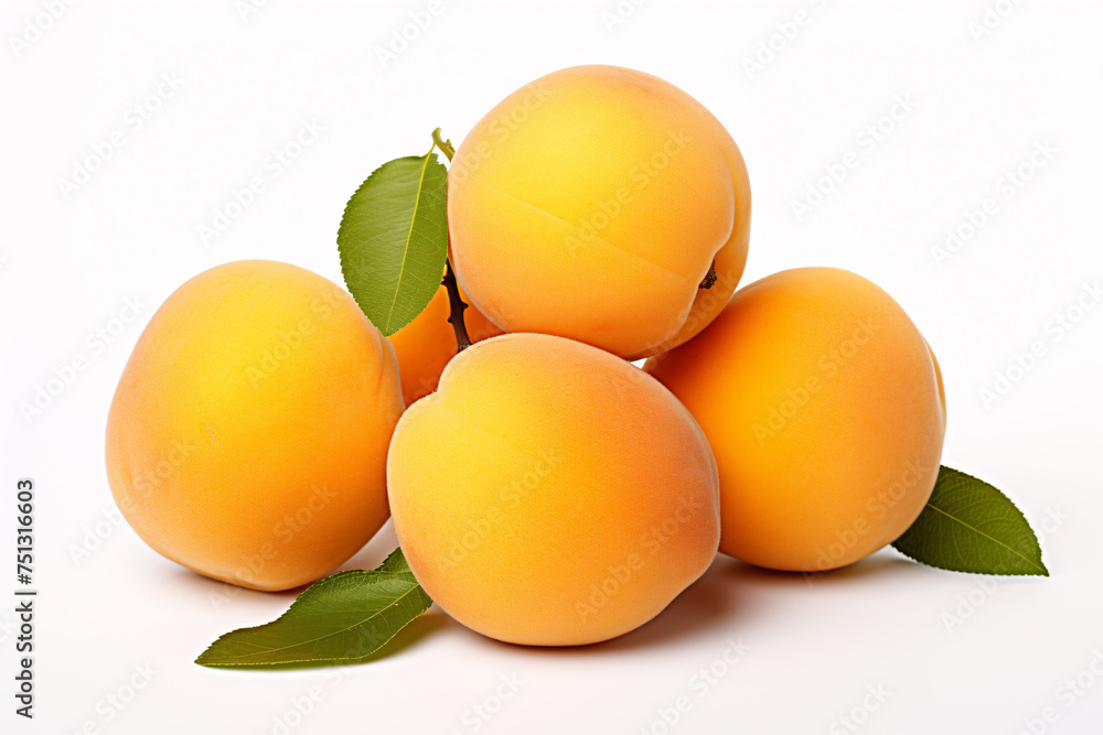 Bunch of apricot fruits on white background Bunch of apricot fruits on white background