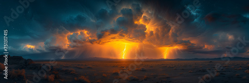 Electric Night: A Desert Landscape Under the Spell of a Lightning Storm