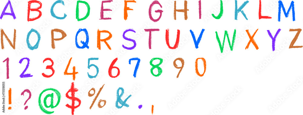 Simple Alphabet Crayon Drawing Font