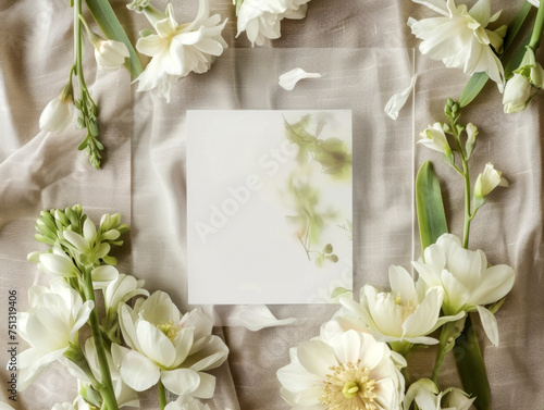 framework for invitation or congratulation with flowers