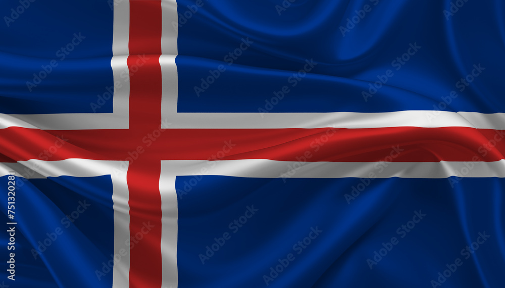 Fototapeta premium Bright and Wavy Iceland Flag Background