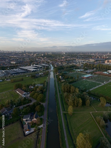 Aerial view Dutch aquaduct
