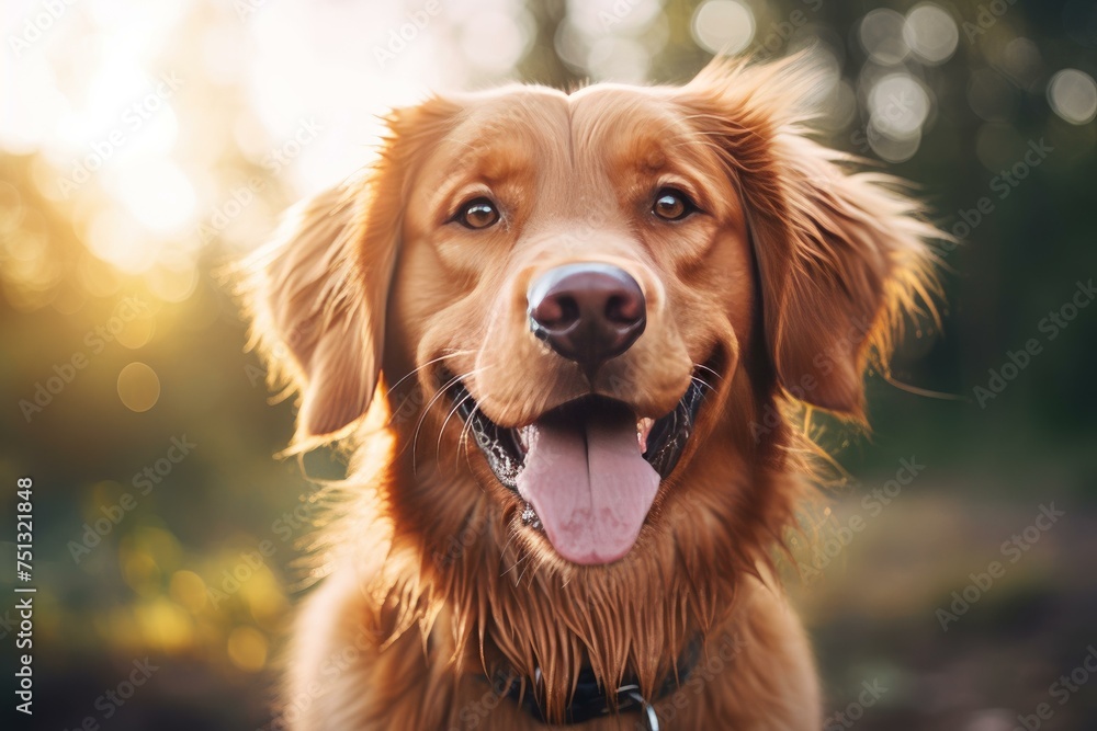 Smiling dog closeup. Head face animal. Generate Ai