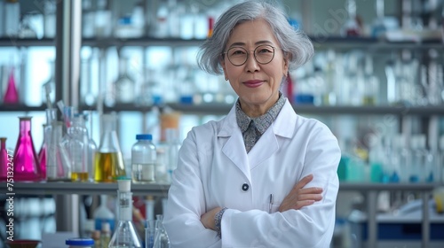 Portrait of a scientist in a white lab coat 