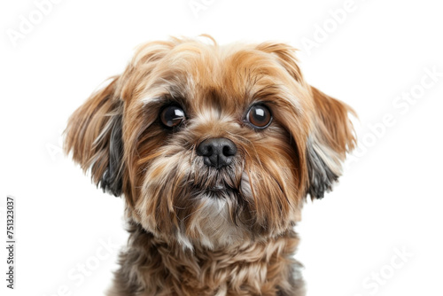 Cute fluffy portrait smile Puppy dog Shih Tzu that looking at camera isolated on clear png background, funny moment, lovely dog, pet concept. © TANATPON