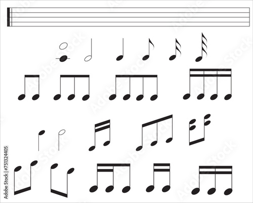 Music notes vector illustration. Music note icon set