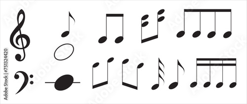 Music notes vector illustration. Music note icon set