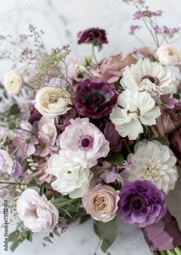 purple and white flower invitation design © Denis