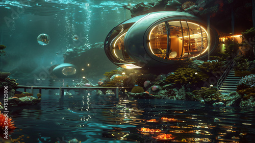 Futuristic underwater habitats architecturender