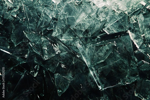 Hyper photo realistic large shards of broken glass, dark gothic fantasy art, high contrast Generative Ai 