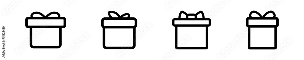 Gift. Gift box line icon. Present or Surprise for holiday. Prize box vector icon collection in vector flat style Gift. Gift box line icon. Present or Surprise for holiday. Prize box vector icon collection in vector flat style