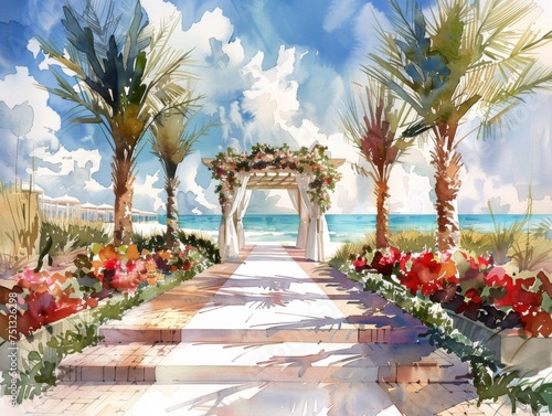 watercolor wedding  on the Beach