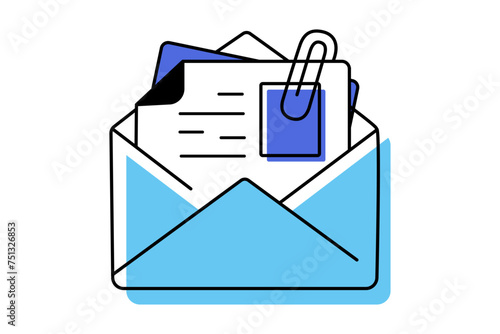 Email attachment related color line vector icon, illustration. The icon is about mail address, envelope, letter, message, email attachment, file. The composition is infinitely scalable.