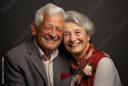Smiling senior couple. Elderly partners happy retirement lifestyle. Generate ai