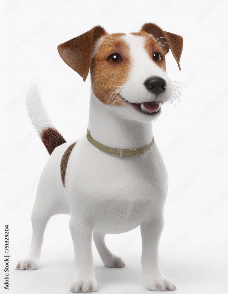 Jack Russell terrier, 3D illustration on a white background.