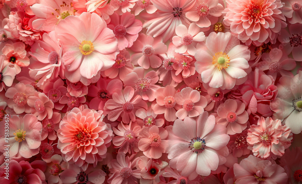Background of pink flowers with empty space for text or greeting card design. Postcard for International Women's Day and Mother's Day. Banner. Background of pink flowers with empty space for text or greeting card design. Postcard for International Women's Day and Mother's Day. Banner.