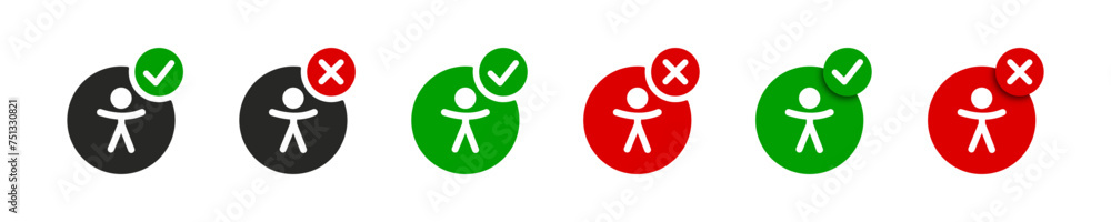 Human icon illustration. Simple male symbol. Isolated graphic illustration silhouette. Checkmark. Person icons in vector design flat style Human icon illustration. Simple male symbol. Isolated graphic illustration silhouette. Checkmark. Person icons in vector design flat style