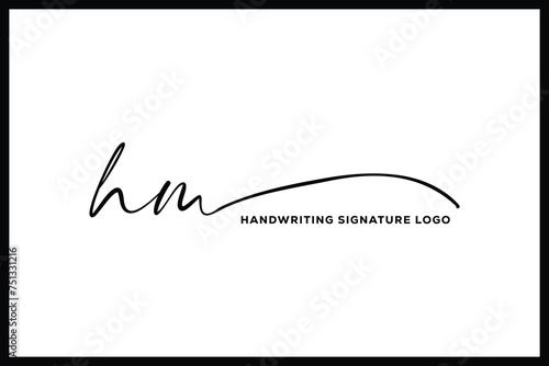 HM initials Handwriting signature logo. HM Hand drawn Calligraphy lettering Vector. HM letter real estate, beauty, photography letter logo design.