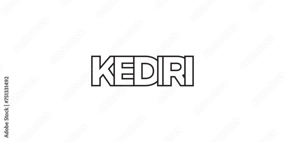 Kediri in the Indonesia emblem. The design features a geometric style, vector illustration with bold typography in a modern font. The graphic slogan lettering. Kediri in the Indonesia emblem. The design features a geometric style, vector illustration with bold typography in a modern font. The graphic slogan lettering.
