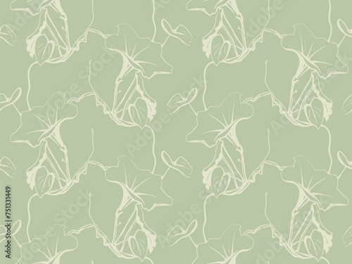 Hand drawn floral pattern vector design. Flower drawing simple ornament.