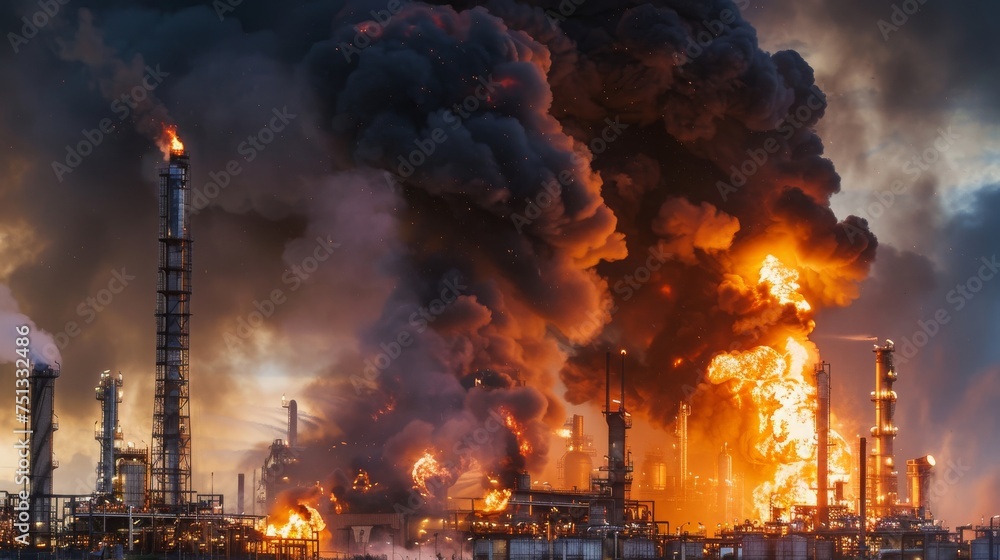 Devastating Fire Erupts at Oil Refinery, Unleashing a Towering Black Smoke Plume