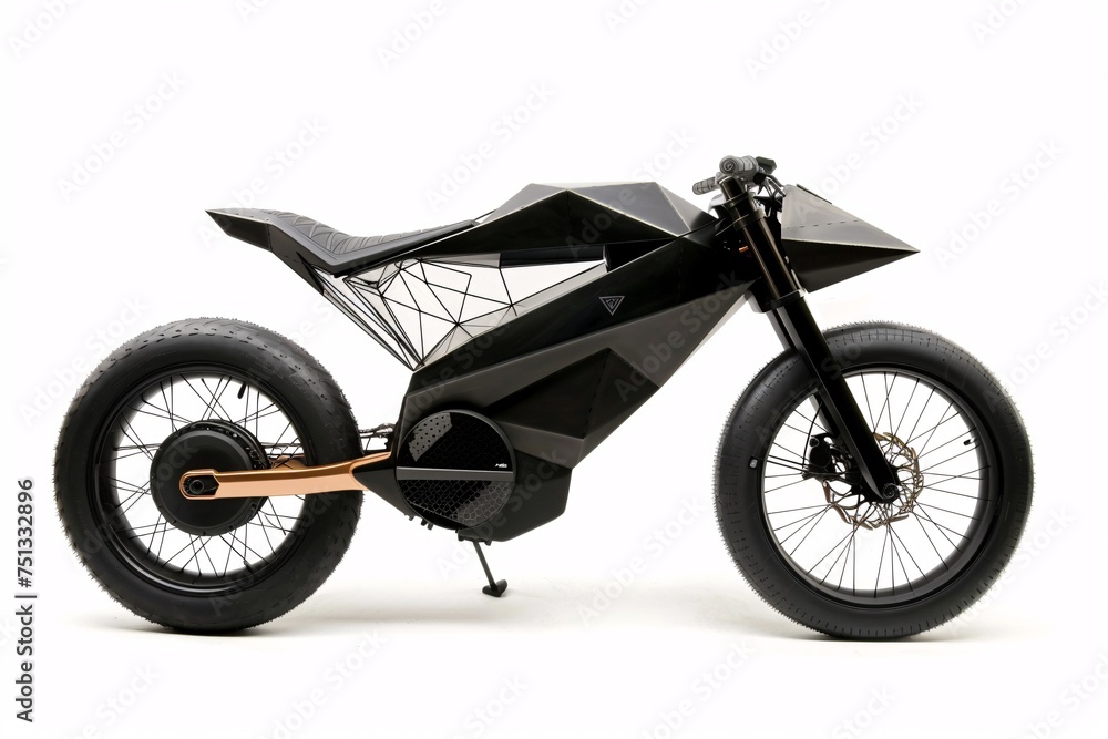 a black motorcycle with black wheels