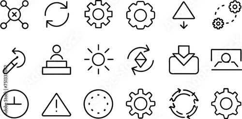 Update, upgrade, progress bar and install concept editable stroke outline icon isolated on white background flat vector illustration