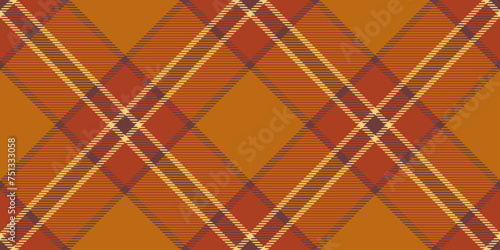 Scratch seamless tartan pattern, grunge textile plaid vector. Strip background fabric check texture in red and orange colors.