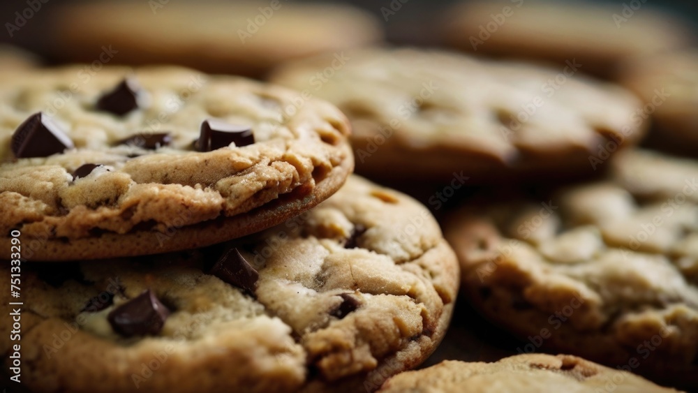 Close-up chocolate chip cookies Close-up chocolate chip cookies