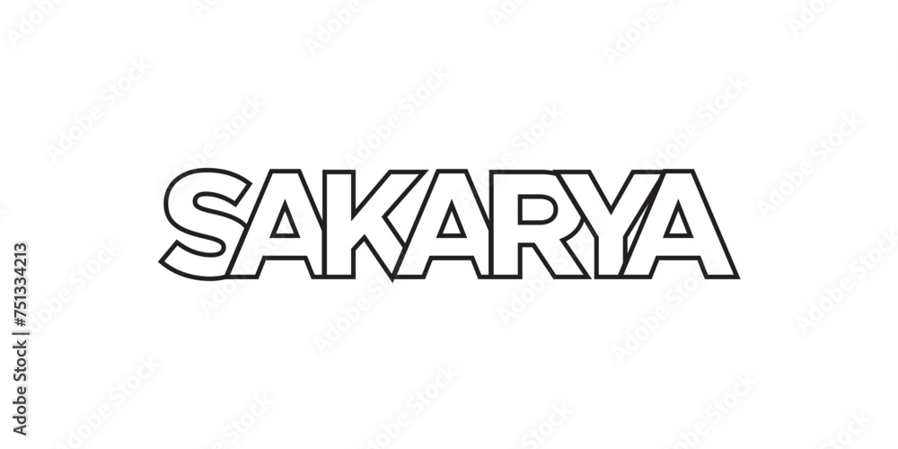 Sakarya in the Turkey emblem. The design features a geometric style, vector illustration with bold typography in a modern font. The graphic slogan lettering.