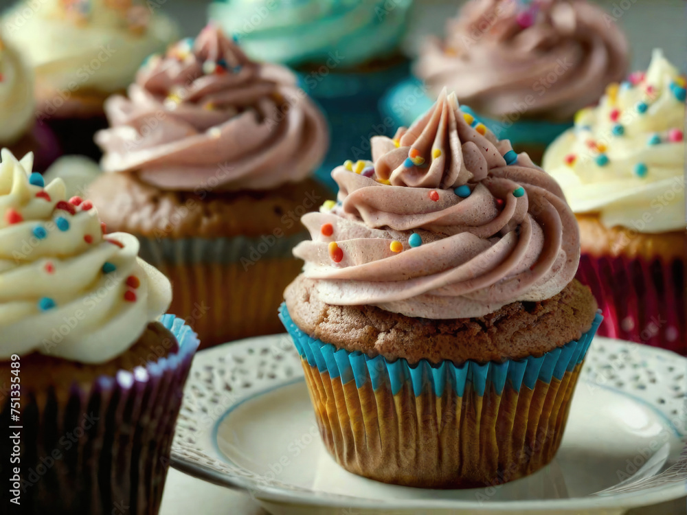 A cupcake with icing A cupcake with icing