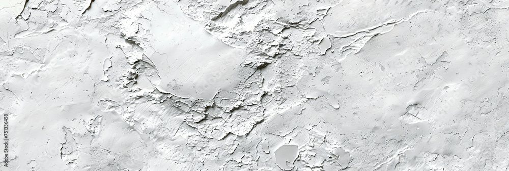 White cracked plaster texture on rough surface. Distressed background for grunge design and print.