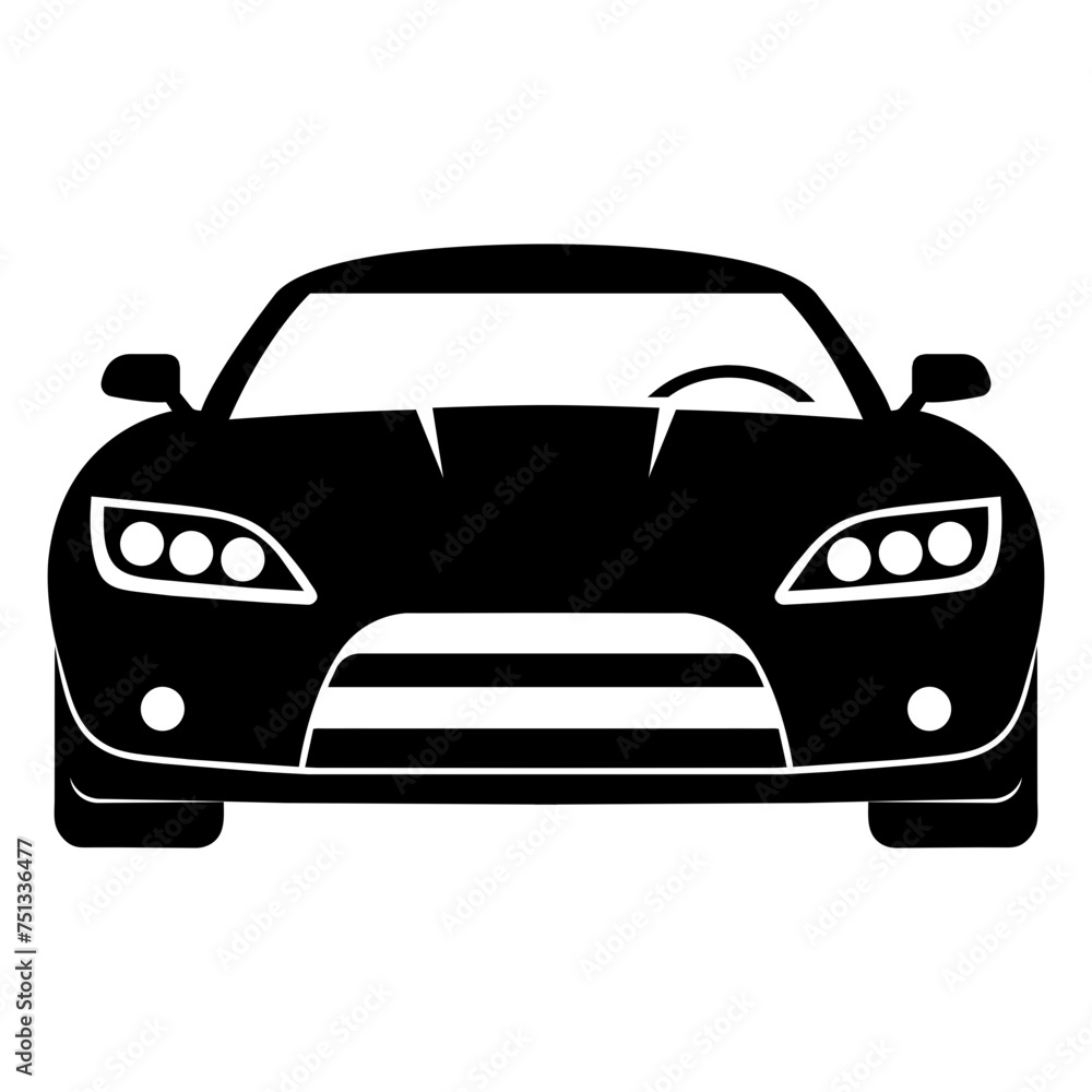 front of sports car silhouette vector