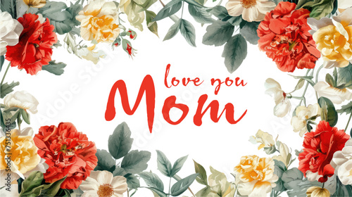 Vector watercolor banner with beautiful flowers framed for mother's day