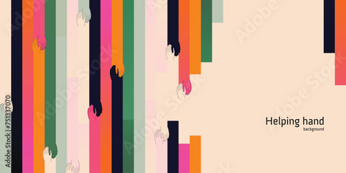 helping hand gesture, abstract people reaching for help, concept of volunteer charity donation giving for children woman elderly senior social group, background banner with copy space