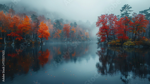 autumn landscape with lake and trees © Uwe