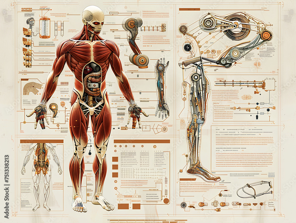 Schema di funzionamento umano androide - obrazy, fototapety, plakaty 