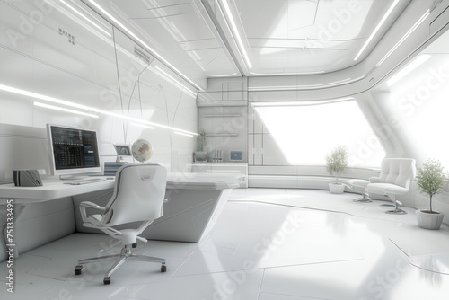 interior of a modern office with white walls and a lot of windows