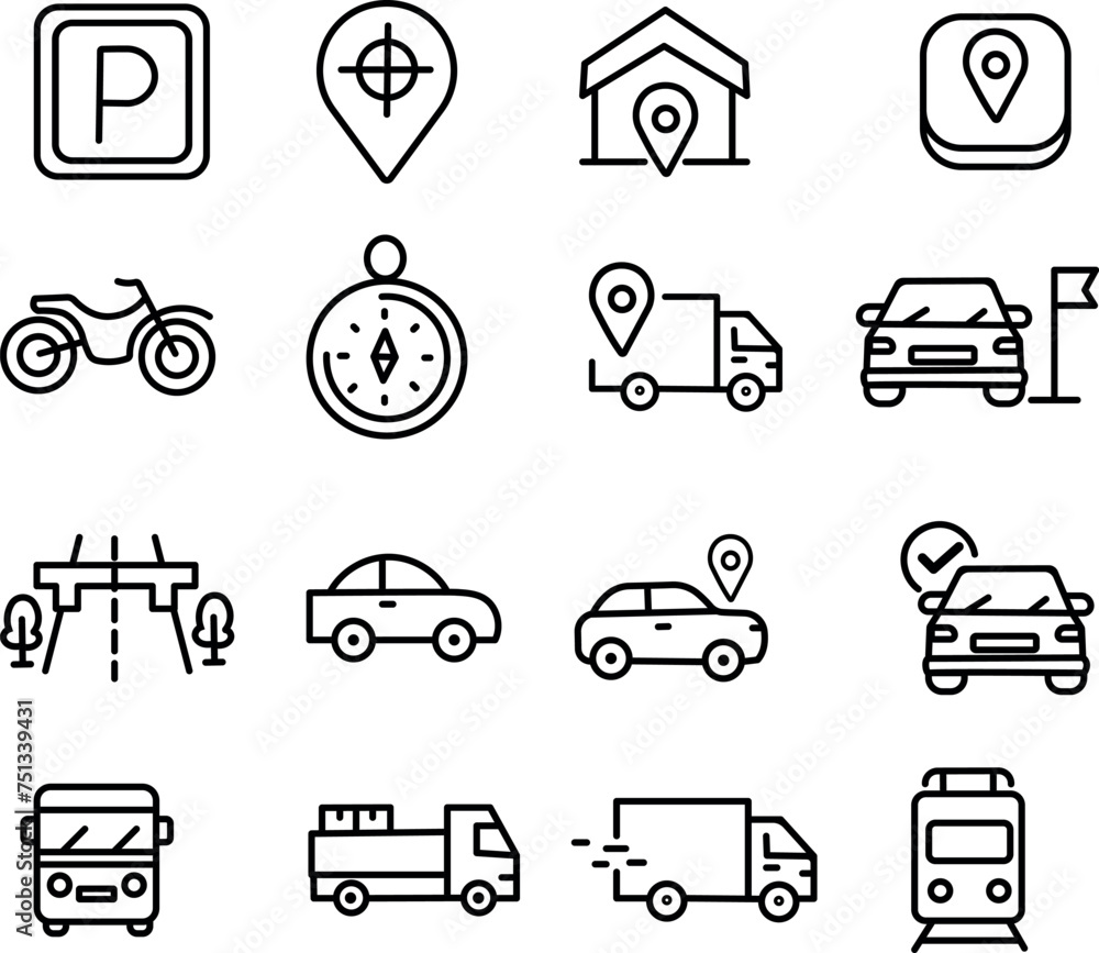 Navigation  roads Driving and Traffic Icons
