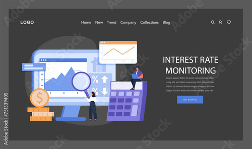 The concept of interest rate monitoring. Flat vector.