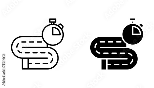 Running track field icon set. Illustration of big stadium have running track on white background