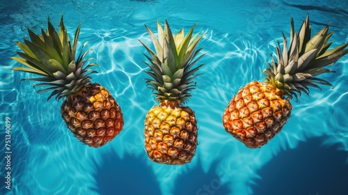 Pineapples grace the swimming pool, symbolizing a tropical fruit ambiance. © pixcel3d