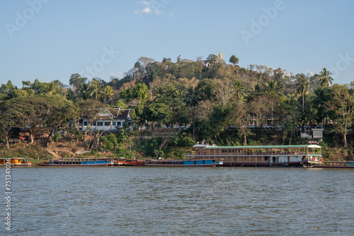 View to the countryside, the Mekong River and Mount Phousi of Luang Prabang in Laos, Southeast Asia photo