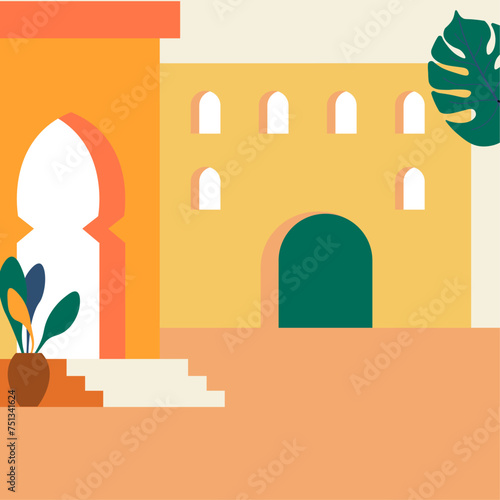 Minimalist Mediterranean Coastal Town vector