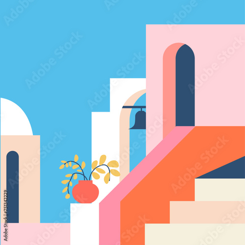 Terracotta Mediterranean Archway vector landscape