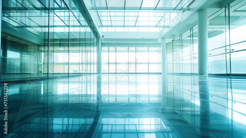 interior of modern office building, blue toned image, background
