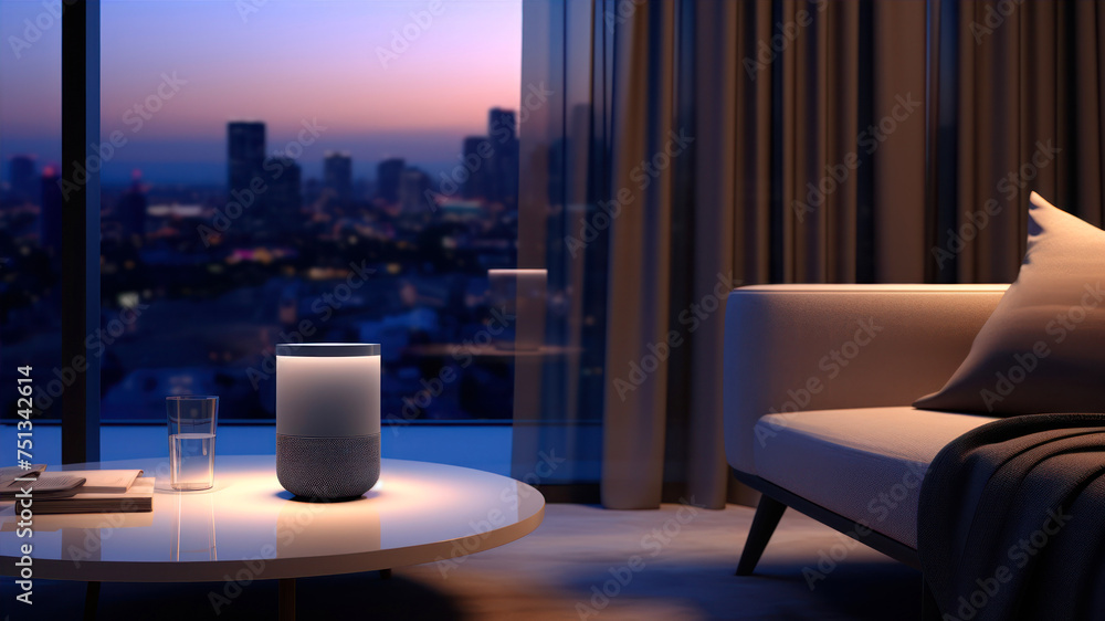 living room with a large window overlooking the city living room with a large window overlooking the city