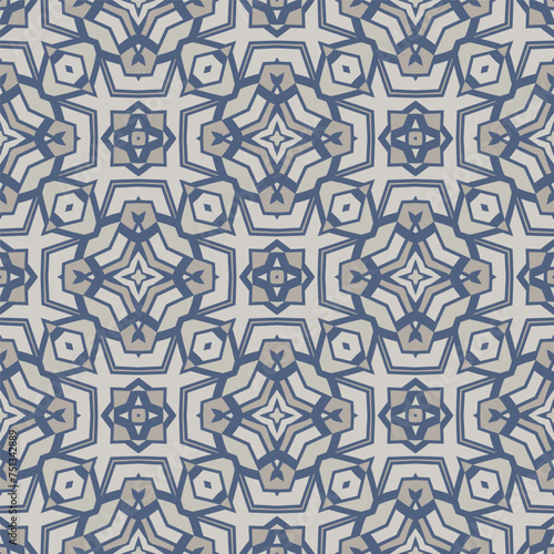 Elegant seamless pattern in gray blue for decoration. Print for paper wallpaper, tiles, textiles, neckerchief. 