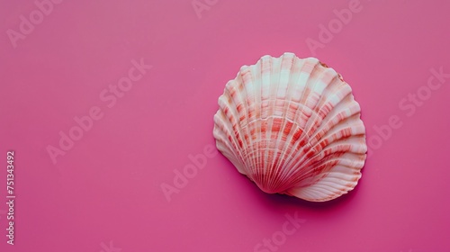 a pink and white shell on a pink background