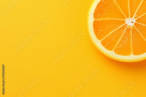 a slice of orange on a yellow background
